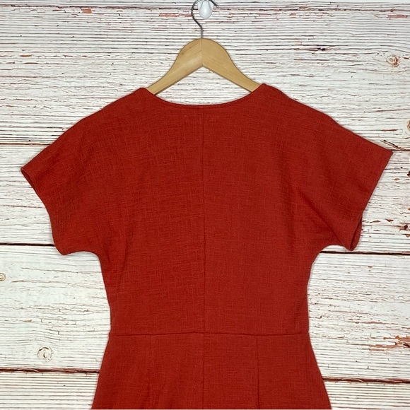 Madewell Cross-Front Flutter-Sleeve Mini Dress In Burnt Orange Sz XXS - Picture 9 of 16